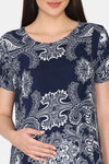 Coucou Maternity Woven Full Length Loungewear Dress With Front Zipper And Discreet Feeding - Blue Depths — thumbnail 5